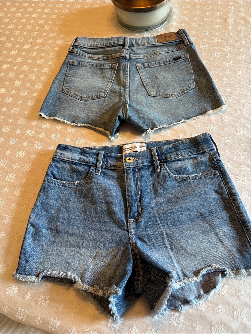 abercrombie kids Medium Blue Frayed Hem Denim Shorts